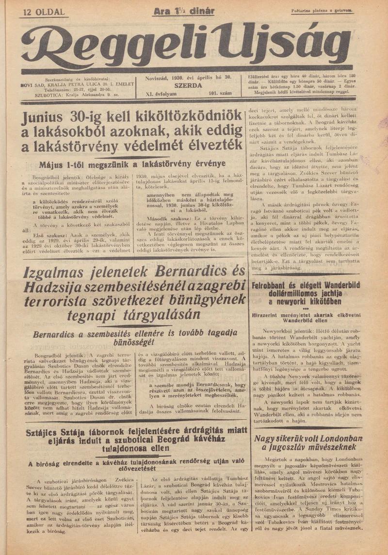 Reggeli Újság, 11. évf. 1930. április 30. 101. sz.