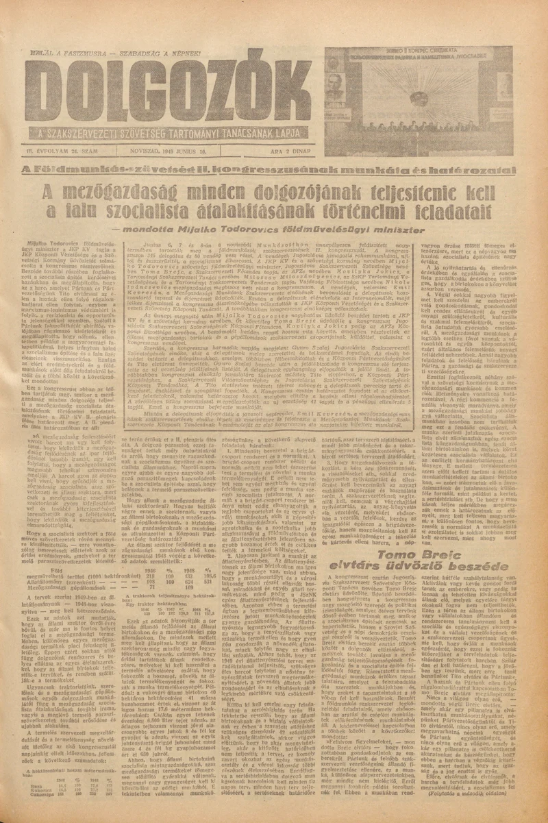 Dolgozók, 3. évf. 1949. június 10. 24. sz.