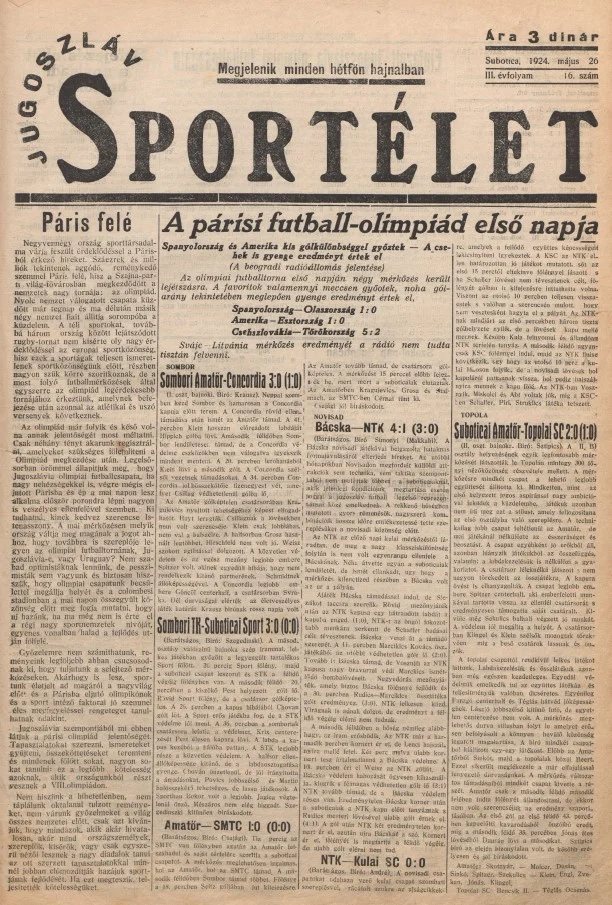 Jugoszláv sportélet, 3. évf. 1924. május 26. 16. sz.