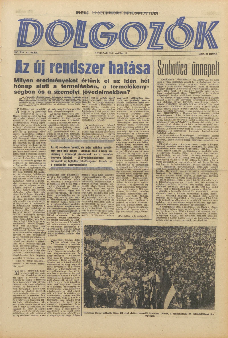 Dolgozók, 15. évf. 1961. október 13. 42. sz.
