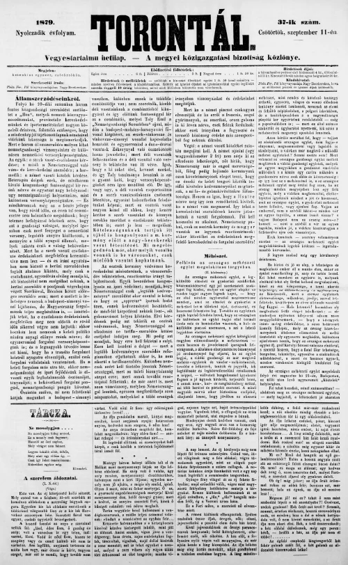 Torontál, 8. évf. 1879. szeptember 11. 37. sz.