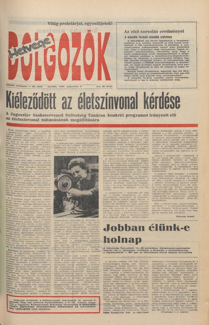 Dolgozók, 38. évf. 1984. augusztus 9. 32. sz.