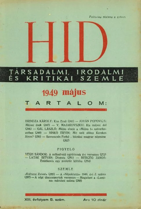 Híd, 13. évf. 1949. május. 5. sz. 241–288. oldal