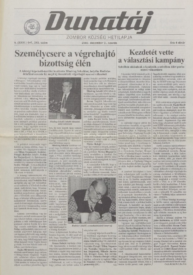 Dunatáj, 5. évf. 2003. december 3. 243. sz.