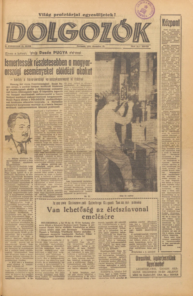 Dolgozók, 10. évf. 1956. december 18. 52. sz.