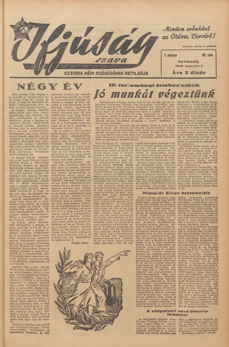 Ifjúság Szava, 5. évf. 1949. március 5. 182. sz.