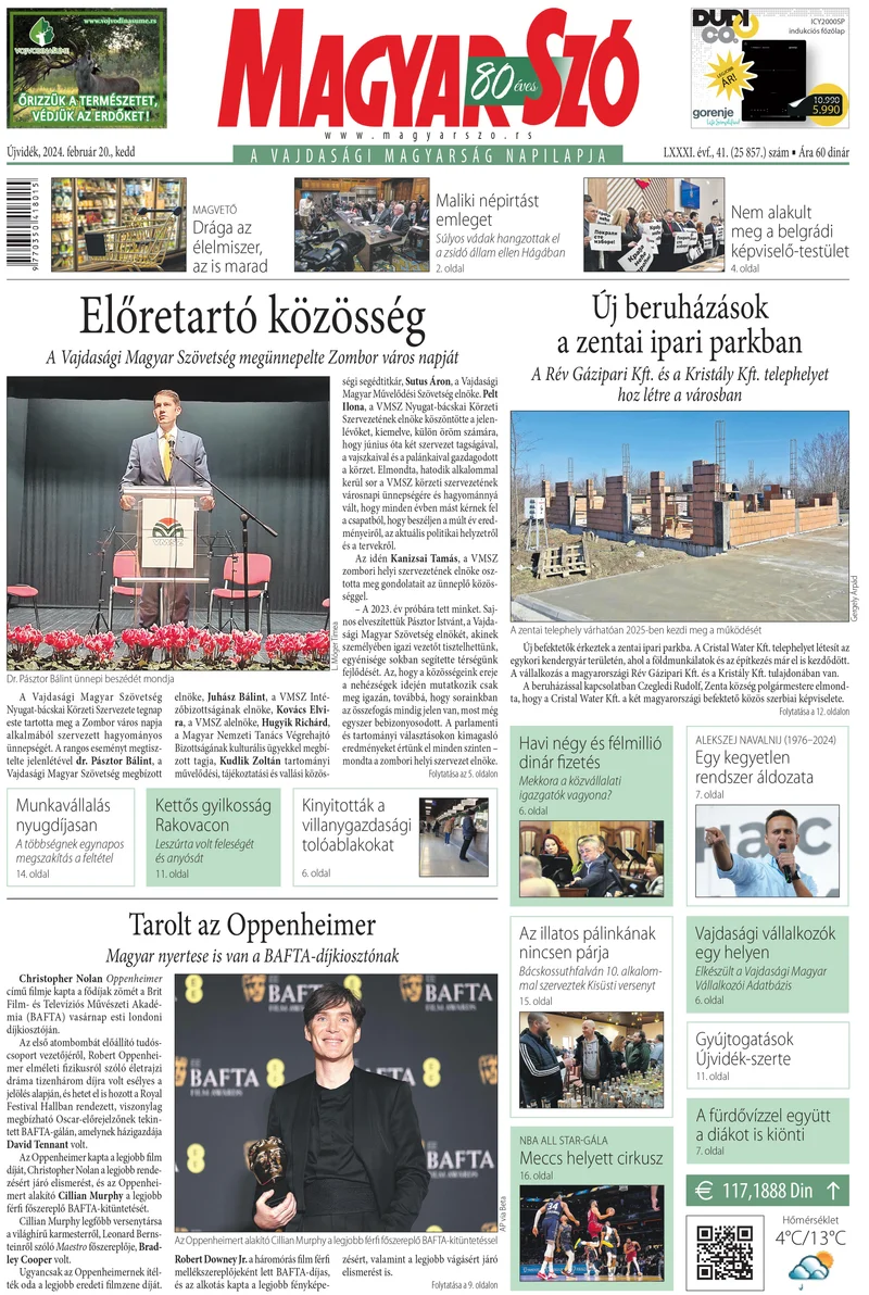 Magyar Szó, 81. évf. 2024. február 20. 41. sz. 1–20. oldal