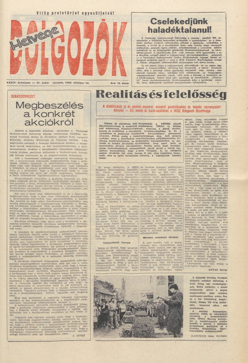 Dolgozók, 36. évf. 1982. október 14. 41. sz.