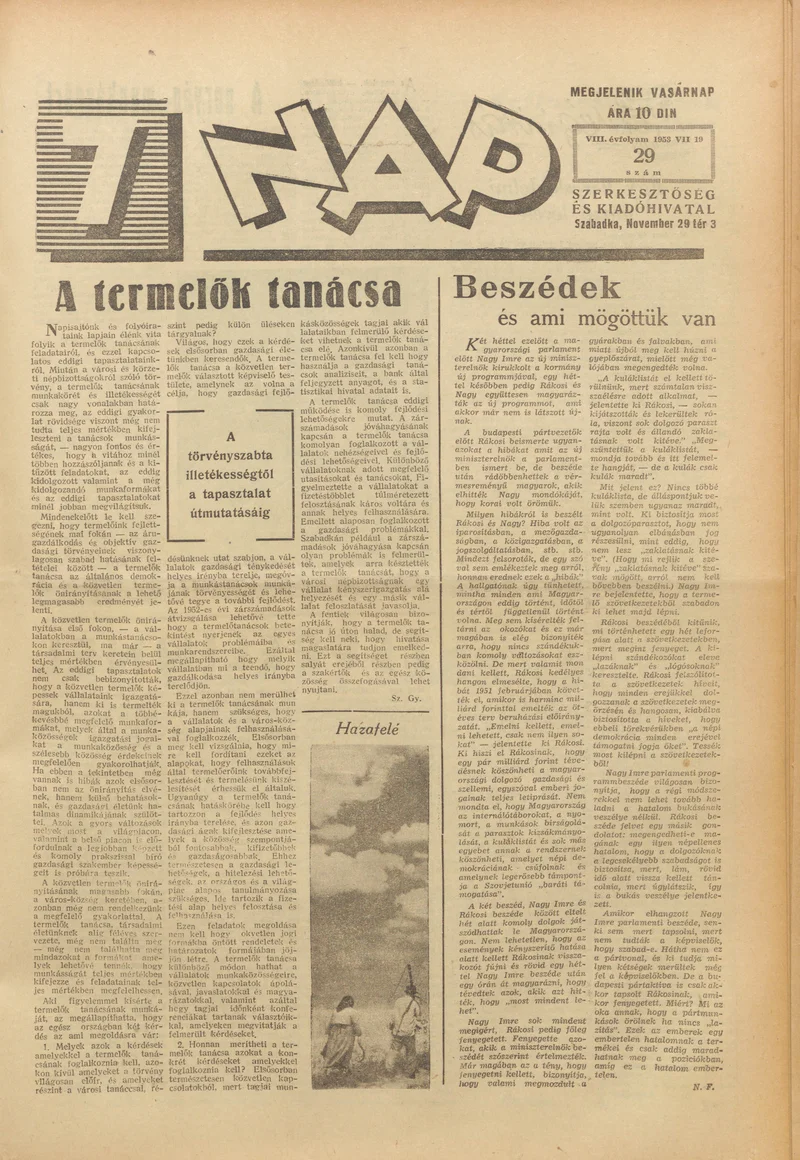 7 Nap, 8. évf. 1953. július 19. 29. sz. 1–16. oldal