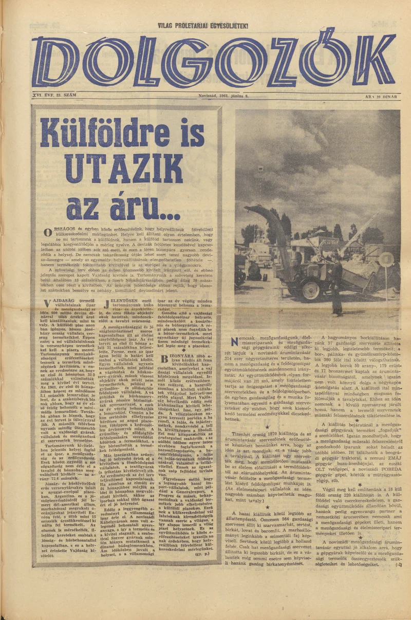 Dolgozók, 16. évf. 1962. június 8. 23. sz.