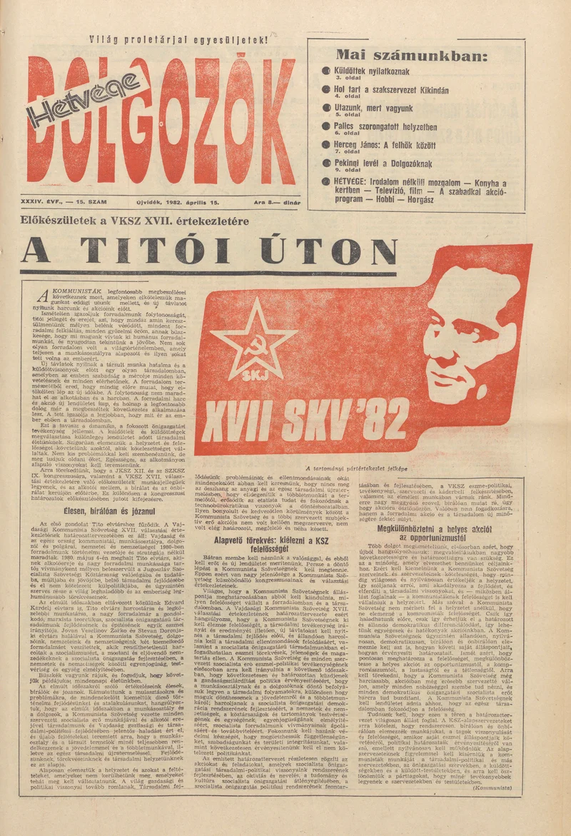 Dolgozók, 36. évf. 1982. április 15. 15. sz.