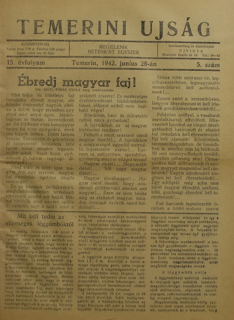 Temerini Újság 1928-1944, 15. évf. 1942. június 28. 5. sz.