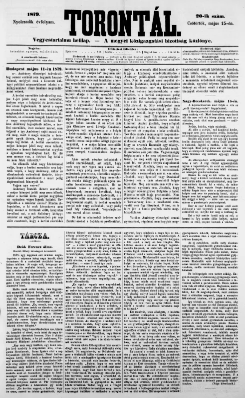 Torontál, 8. évf. 1879. május 15. 20. sz.