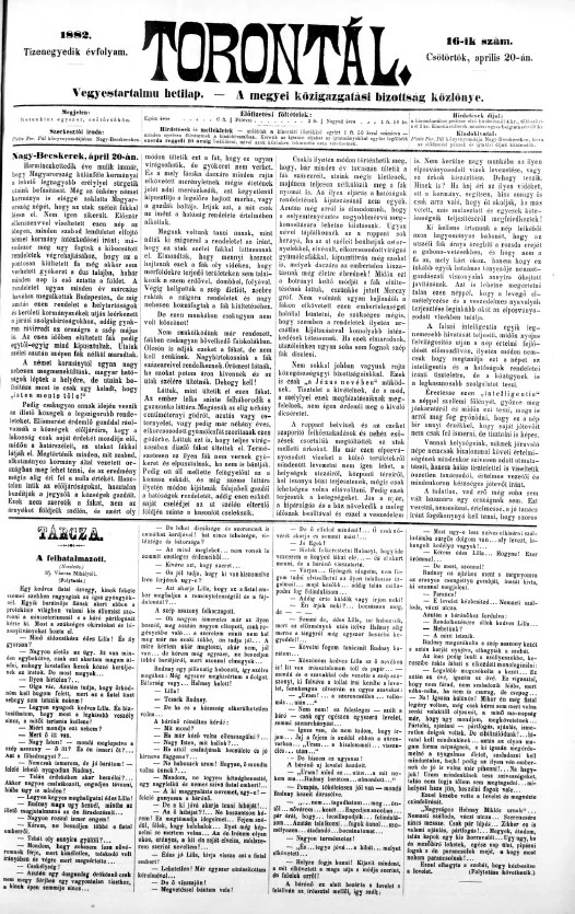 Torontál, 11. évf. 1882. április 20. 16. sz.