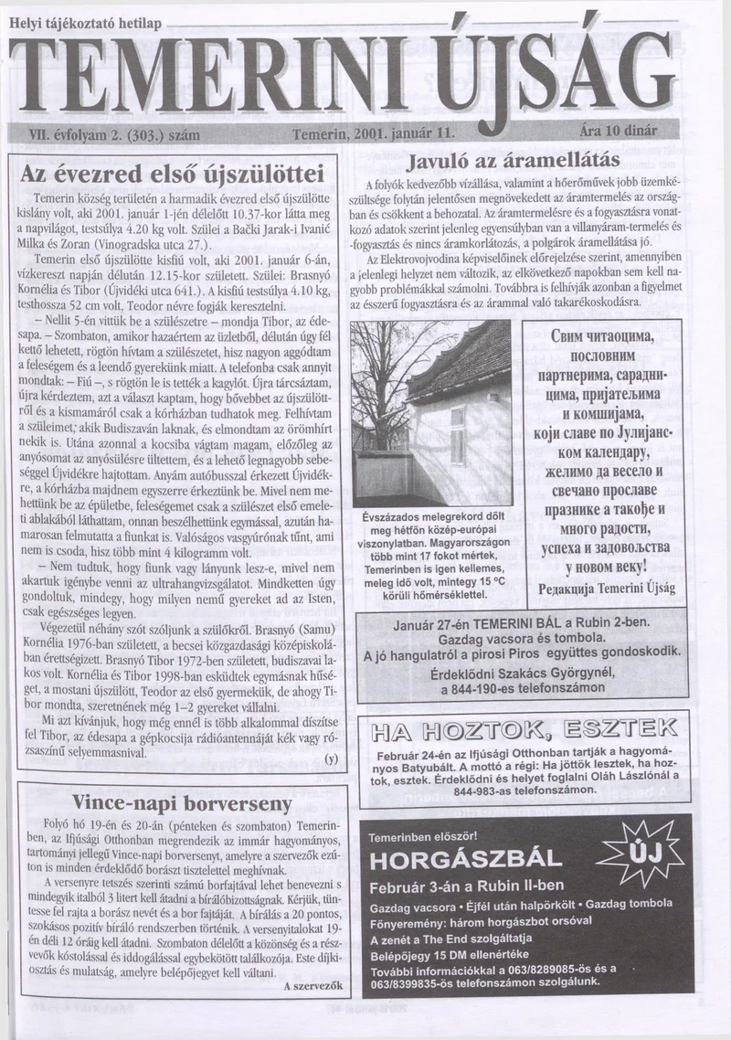 Temerini Újság, 7. évf. 2001. január 11. 2. sz.