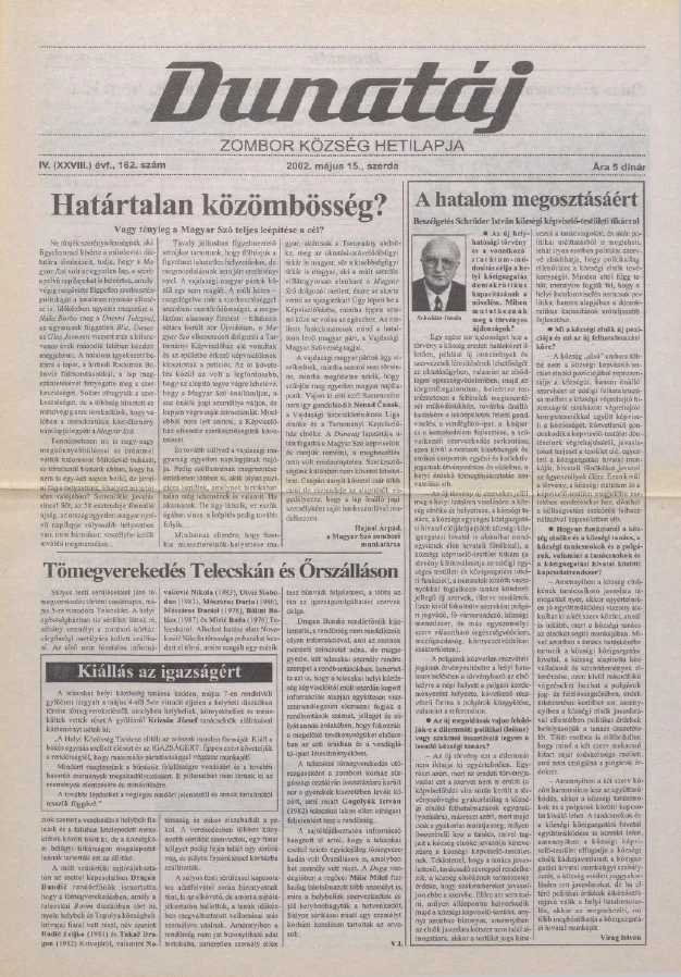 Dunatáj, 4. évf. 2002. május 15. 162. sz.