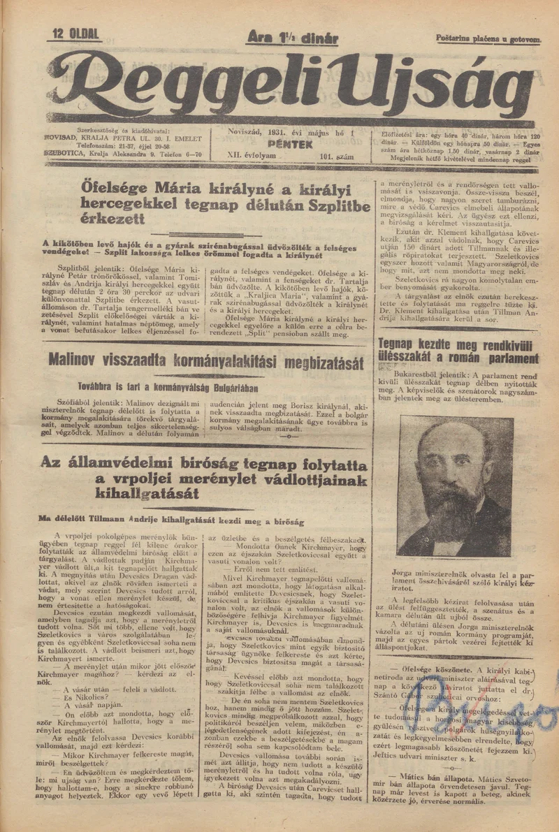 Reggeli Újság, 12. évf. 1931. május 1. 101. sz.