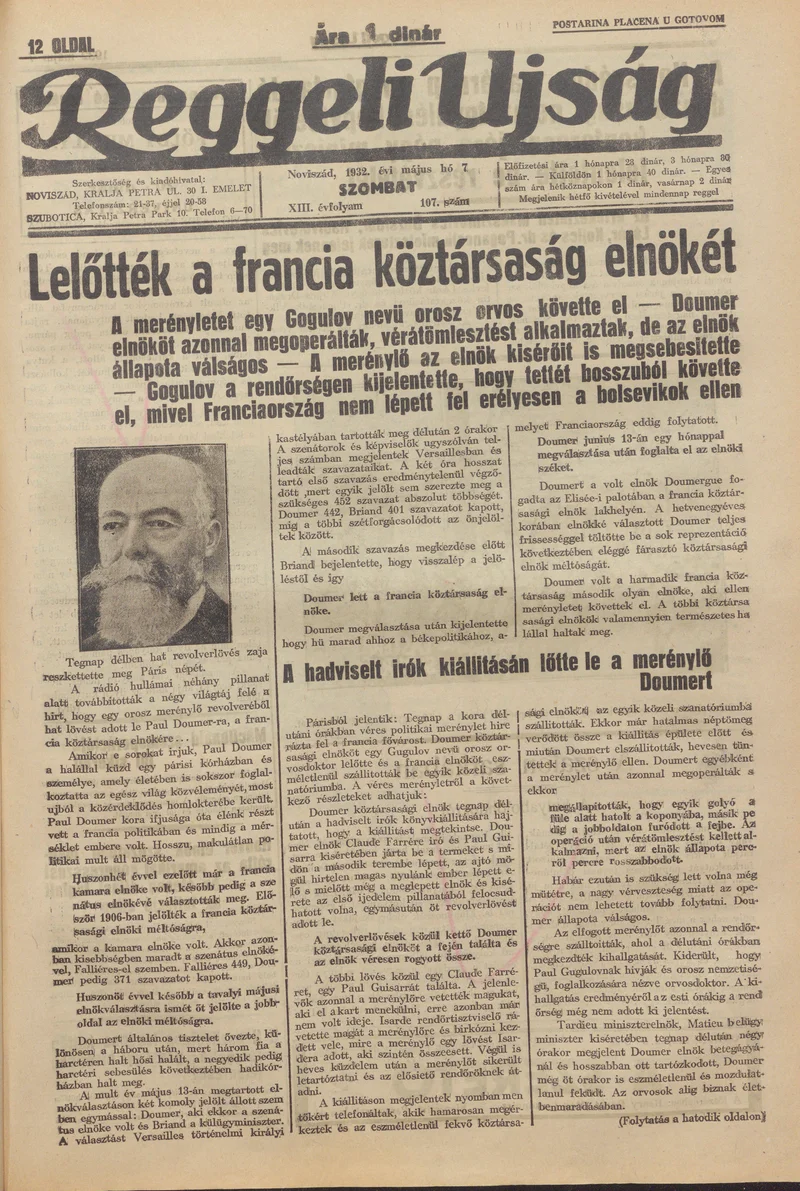 Reggeli Újság, 13. évf. 1932. május 7. 107. sz.