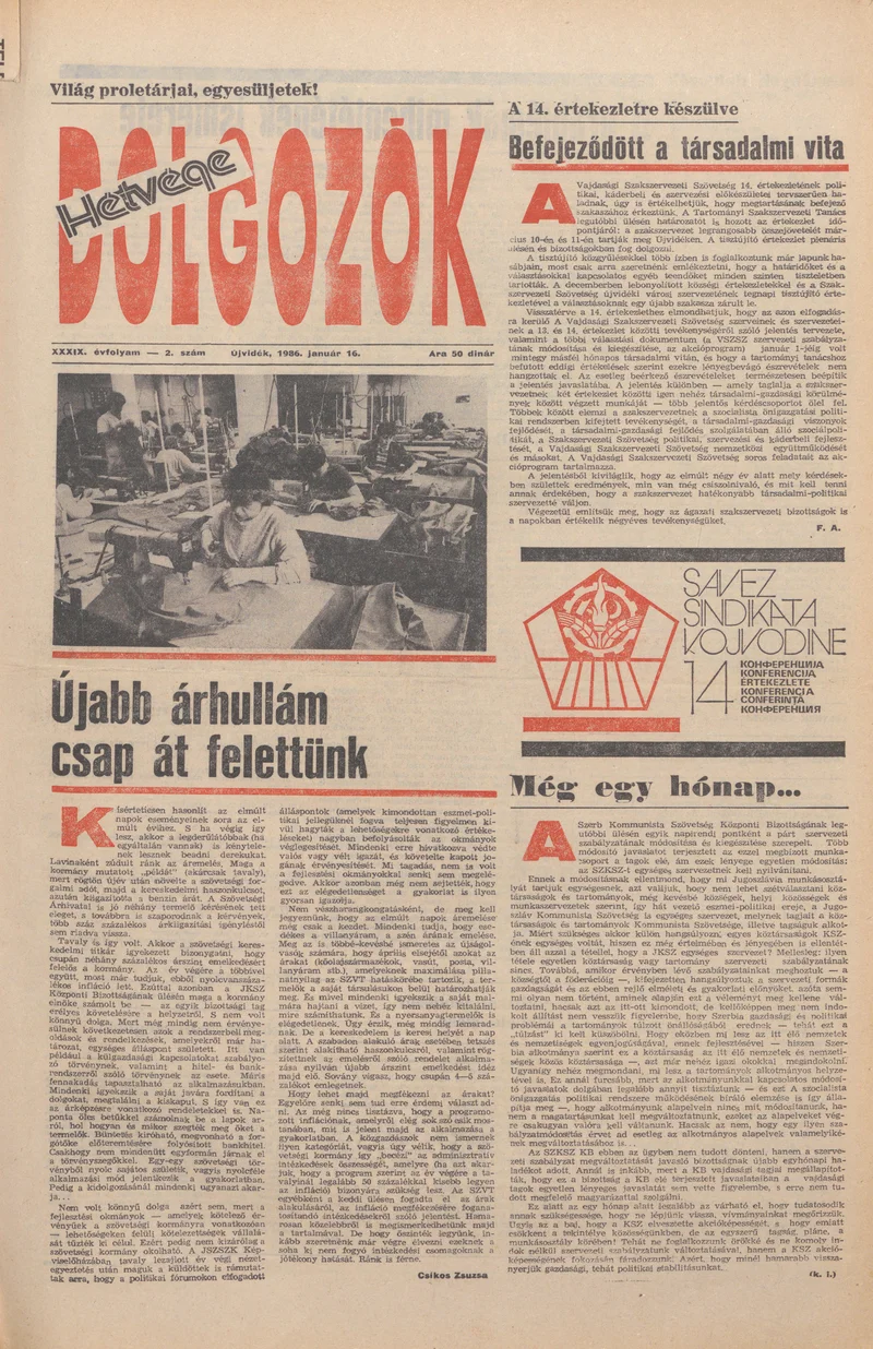 Dolgozók, 40. évf. 1986. január 16. 2. sz.
