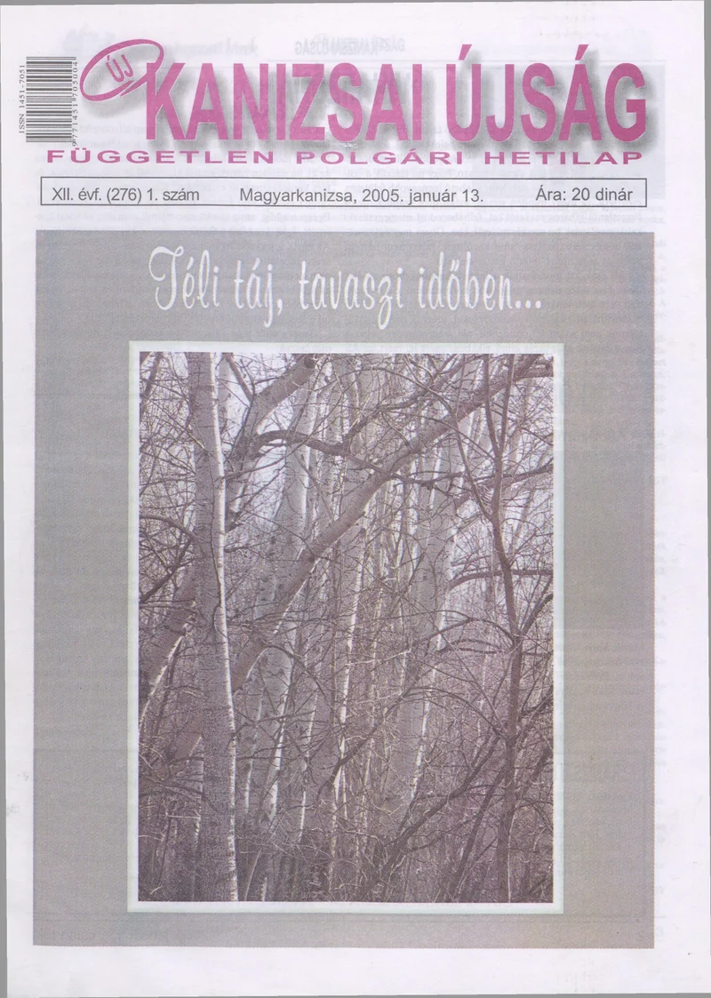 Új Kanizsai Újság, 12. évf. 2005. január 13. 1. sz.