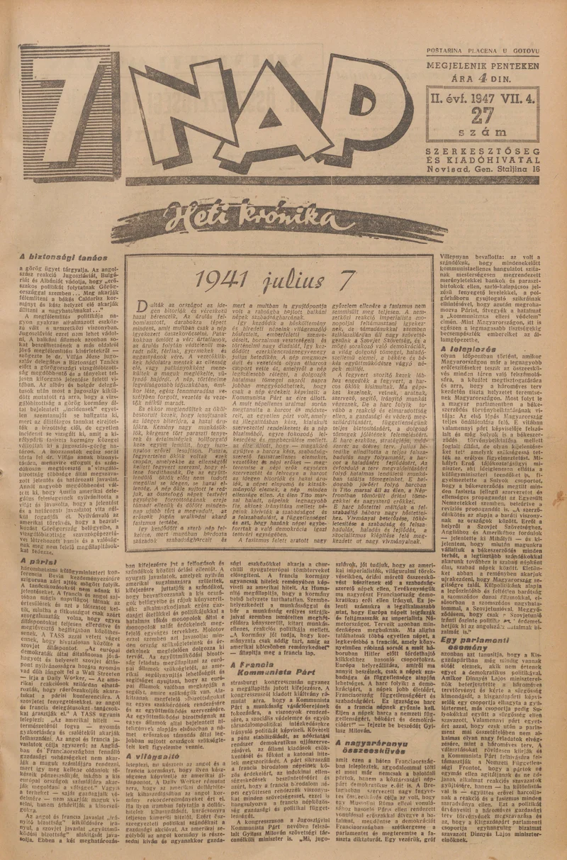 7 Nap, 2. évf. 1947. július 4. 27. sz. 1–10. oldal