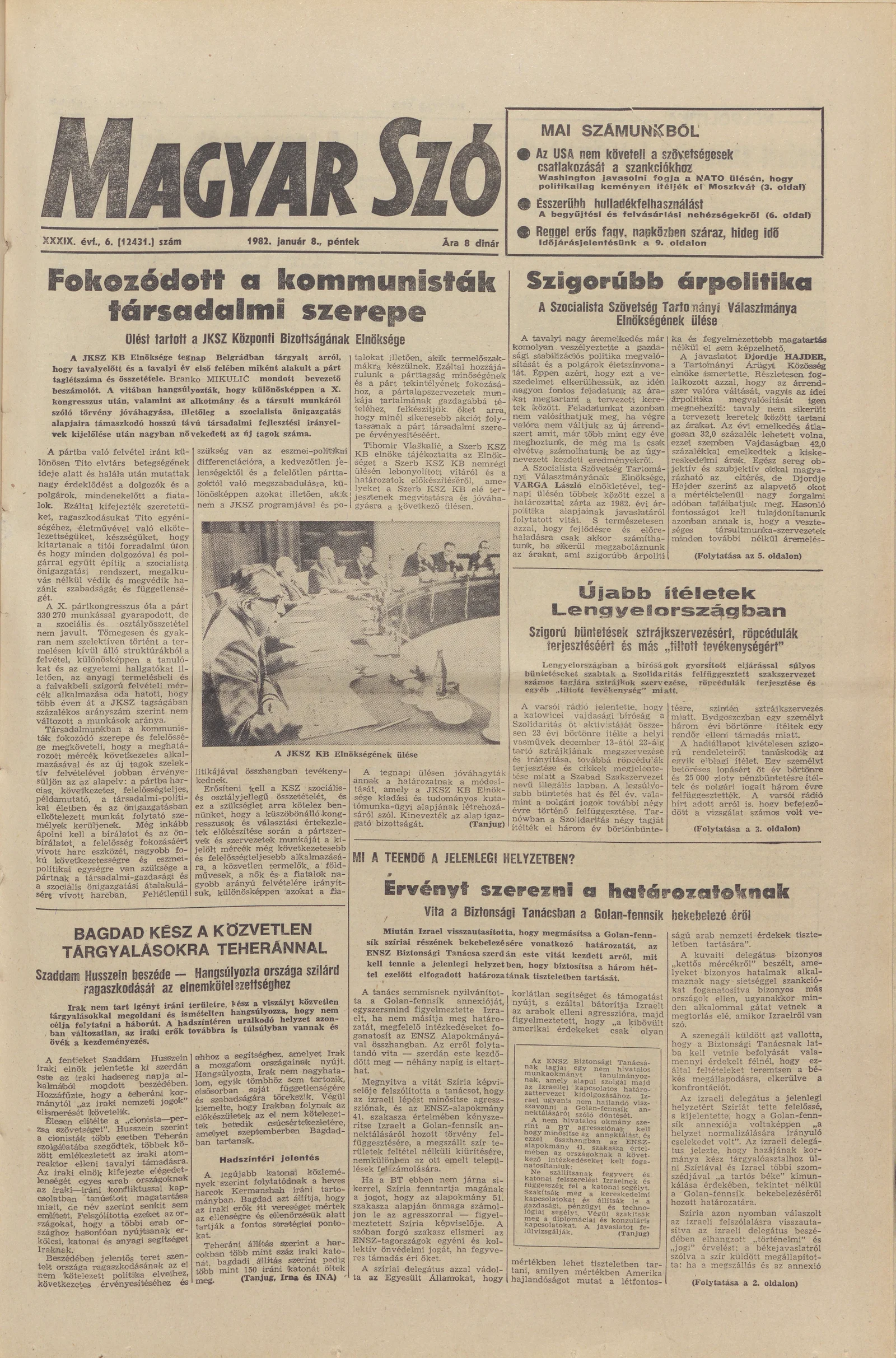Magyar Szó, 39. évf. 1982. január 8. 6. sz. 1–20. oldal