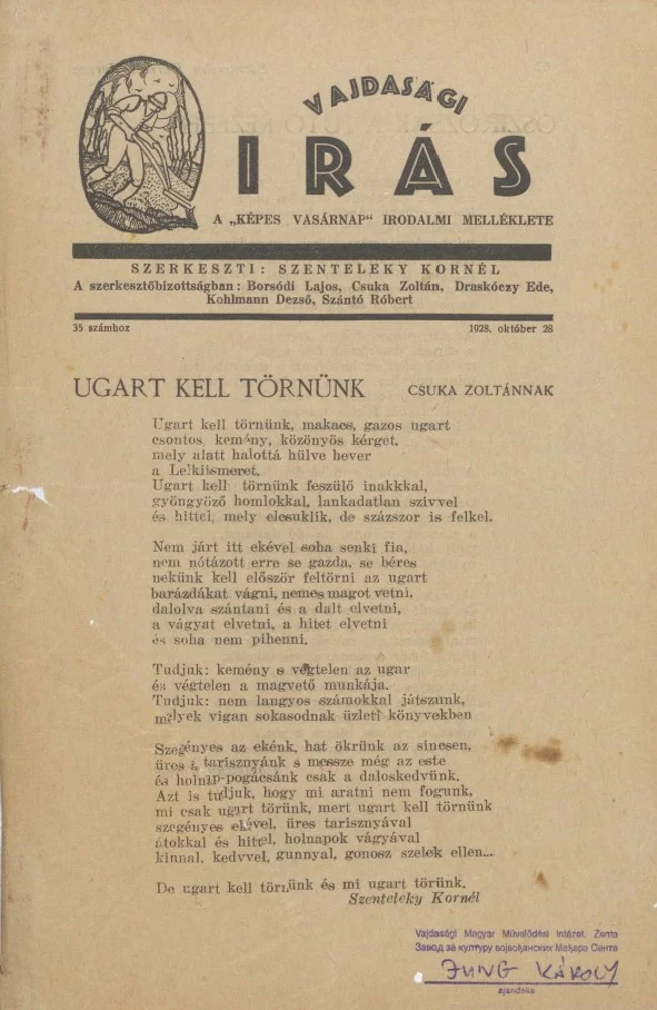 Vajdasági Írás, 1. évf. 1928. október 28. 35. sz. 161–192. oldal