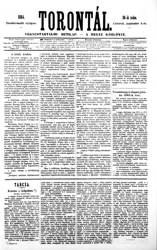 Torontál, 13. évf. 1884. szeptember 4. 36. sz.