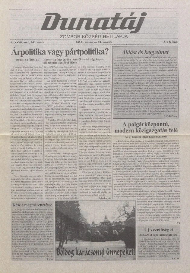 Dunatáj, 3. évf. 2001. december 19. 141. sz.