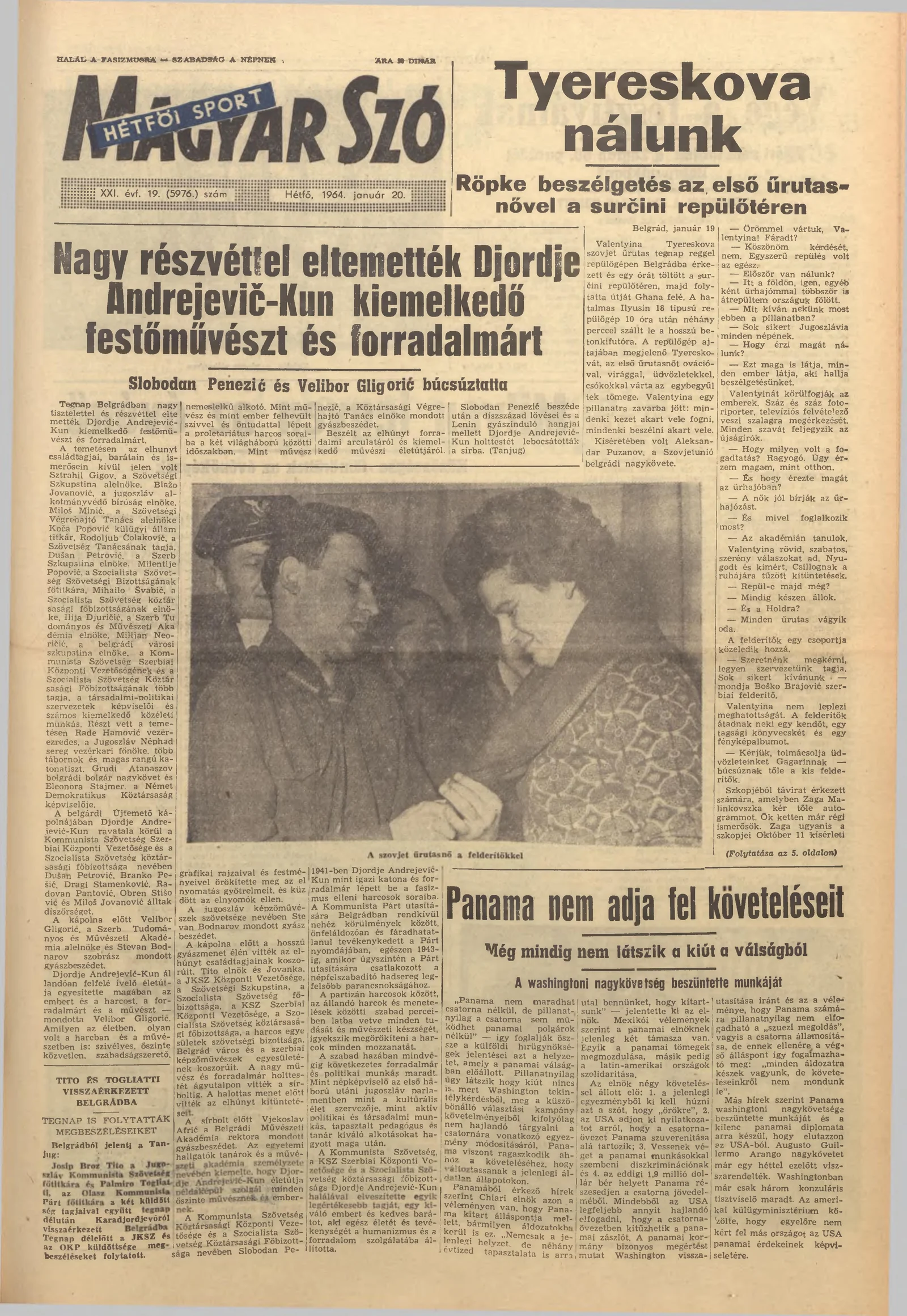 Magyar Szó, 21. évf. 1964. január 20. 19. sz. 1–16. oldal