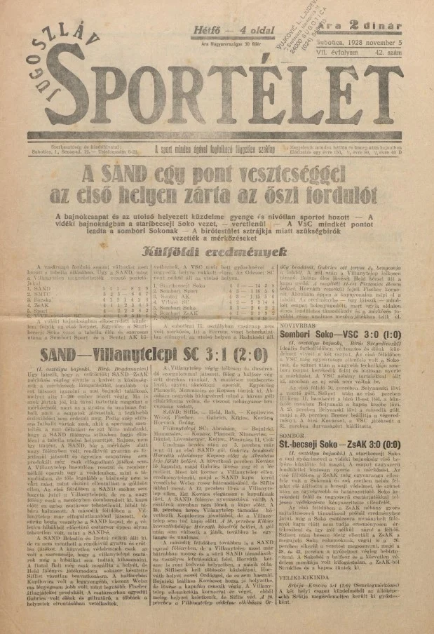 Jugoszláv sportélet, 7. évf. 1928. november 5. 42. sz.