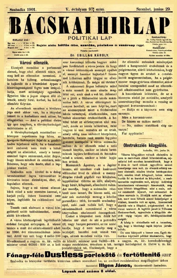 Bácskai Hirlap, 5. évf. 1901. június 28. 97. sz.