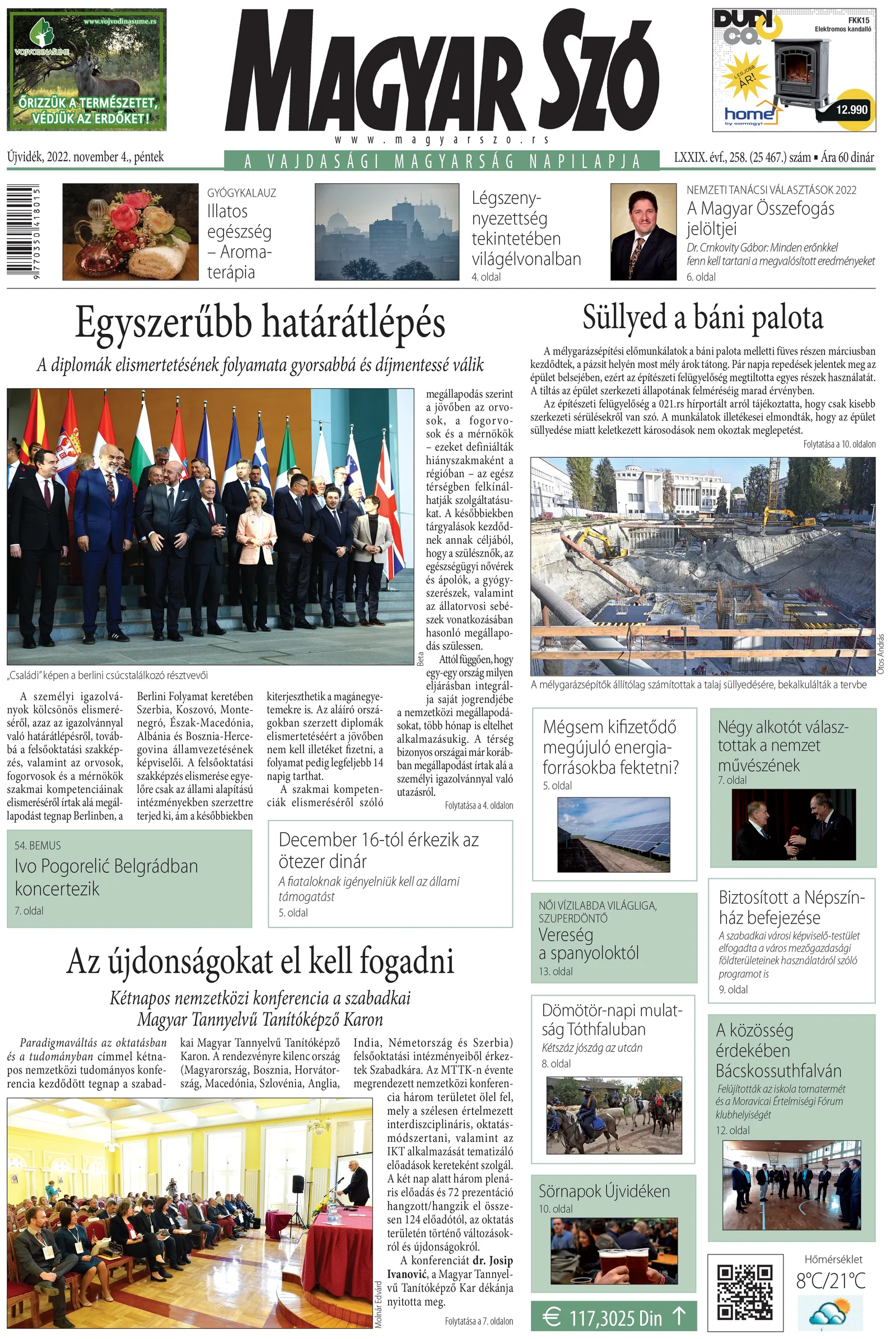 Magyar Szó, 79. évf. 2022. november 4. 258. sz. 1–16. oldal