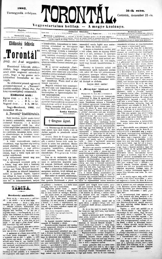 Torontál, 11. évf. 1882. december 21. 51. sz.