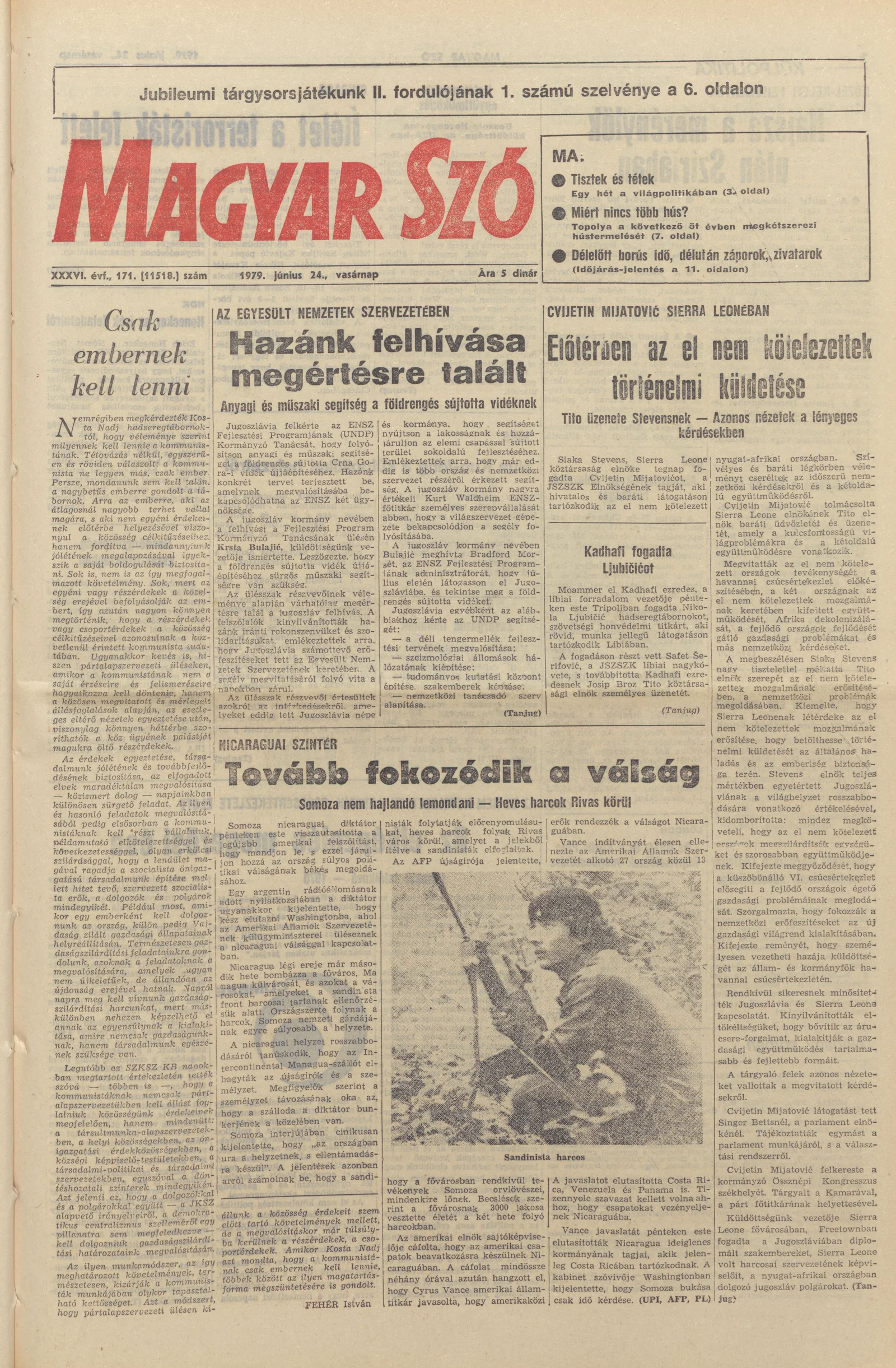 Magyar Szó, 36. évf. 1979. június 24. 171. sz. 1–28. oldal