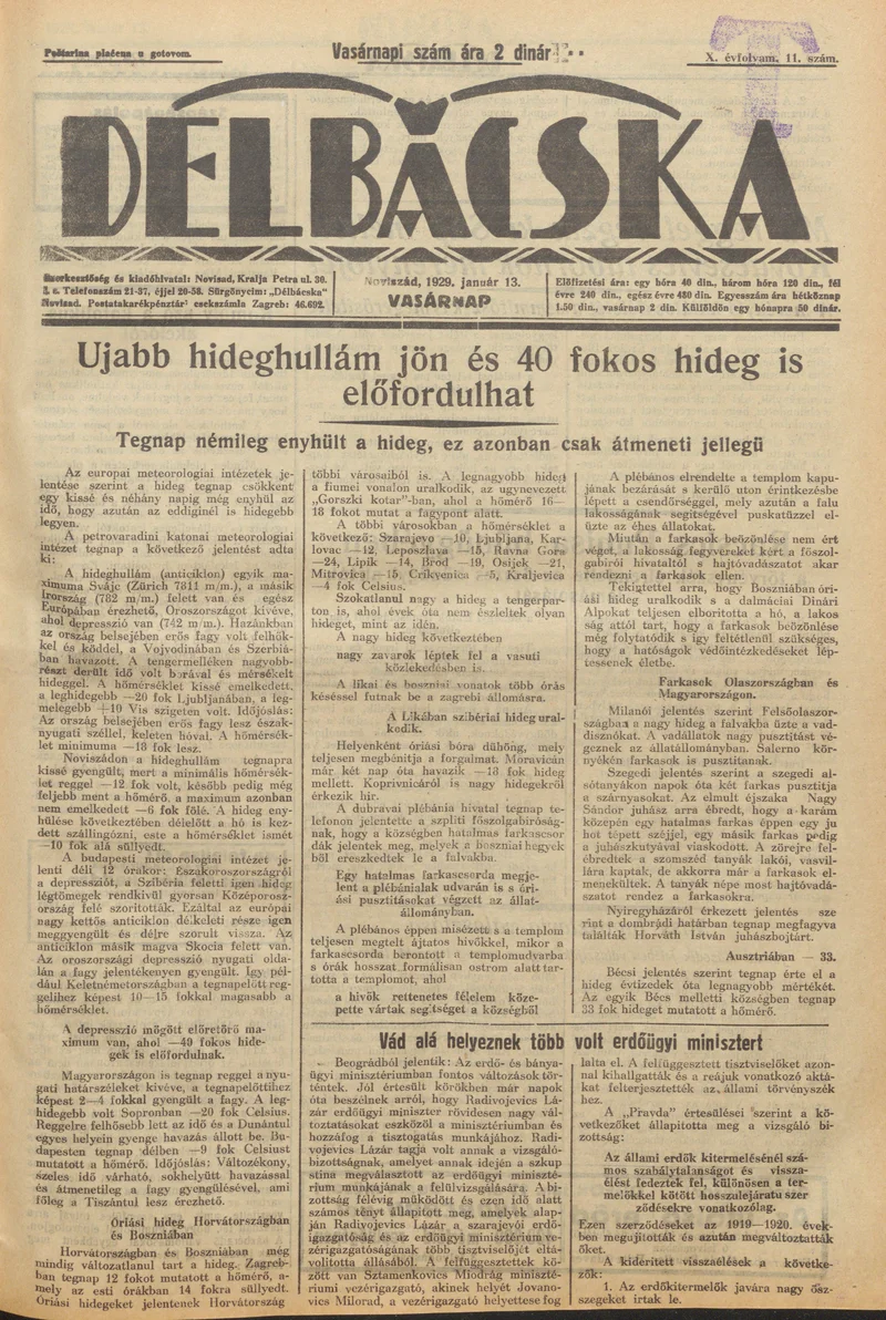 Délbácska, 10. évf. 1929. január 13. 11. sz.