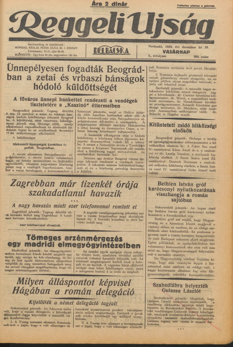 Reggeli Újság, 10. évf. 1929. december 29. 302. sz.