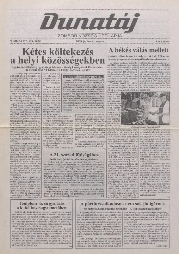 Dunatáj, 5. évf. 2003. június 4. 217. sz.