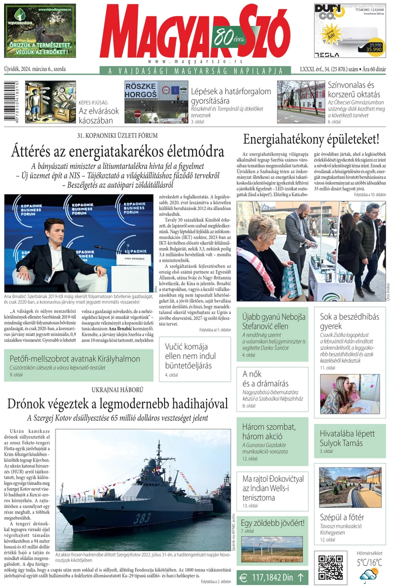 Magyar Szó, 81. évf. 2024. március 6. 54. sz. 1–16. oldal
