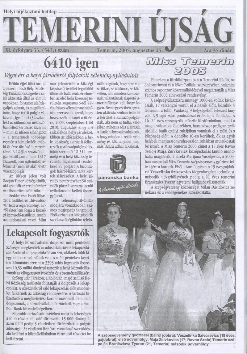 Temerini Újság, 11. évf. 2005. augusztus 25. 34. sz.