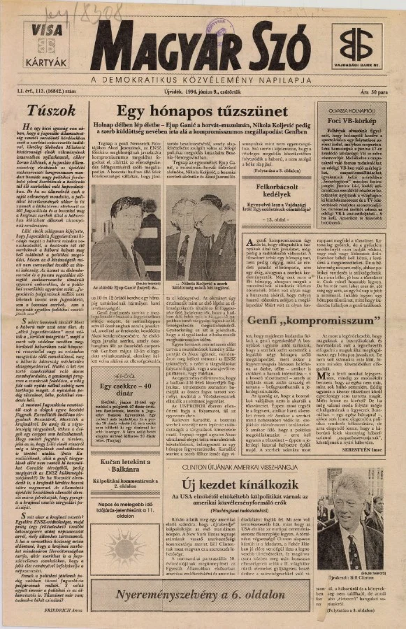 Magyar Szó, 51. évf. 1994. június 9. 113. sz. 1–16. oldal