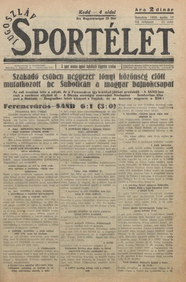 Jugoszláv sportélet, 7. évf. 1928. április 17. 12. sz.