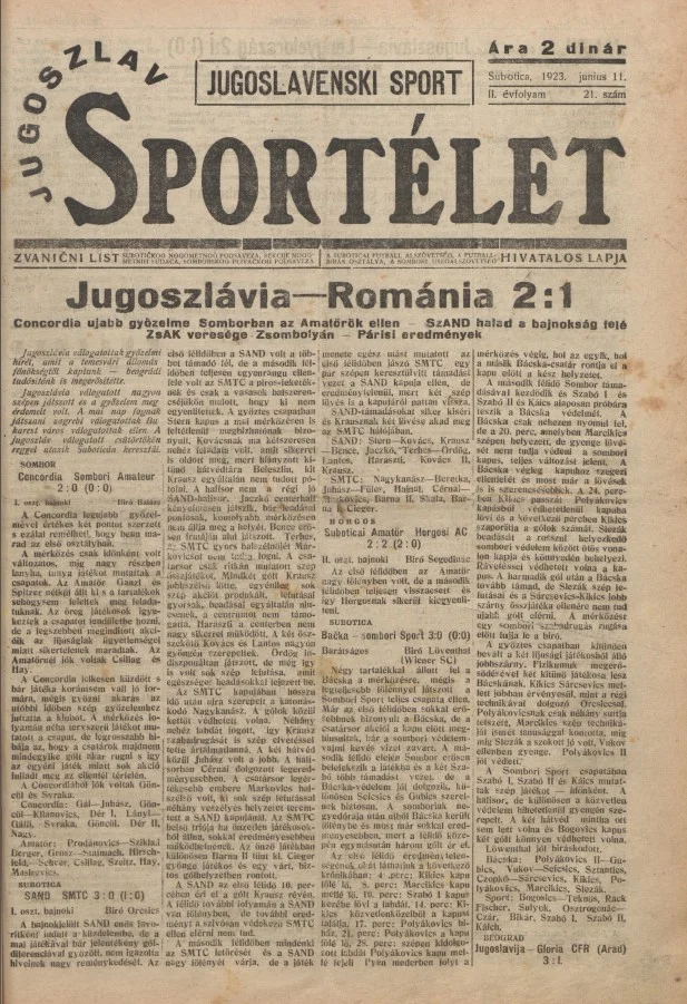 Jugoszláv sportélet, 2. évf. 1923. június 11. 21. sz.