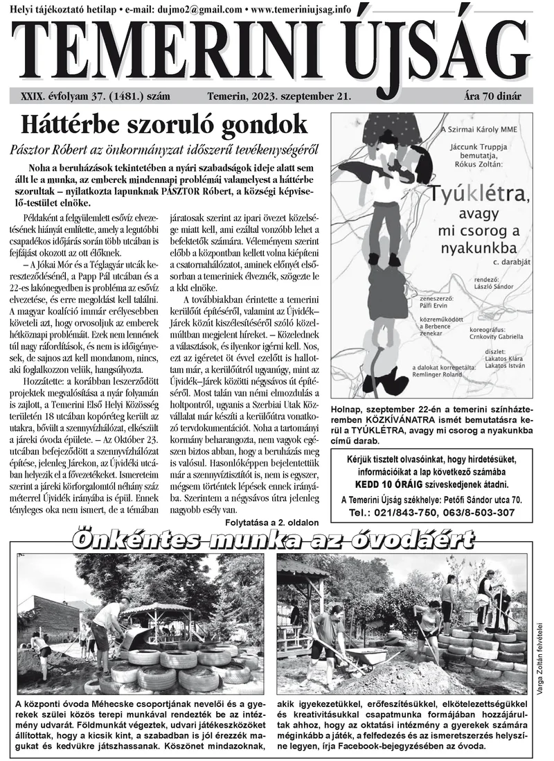 Temerini Újság, 29. évf. 2023. szeptember 21. 37. sz.
