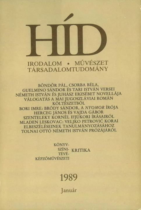 Híd, 53. évf. 1989. január. 1. sz. 1–124. oldal