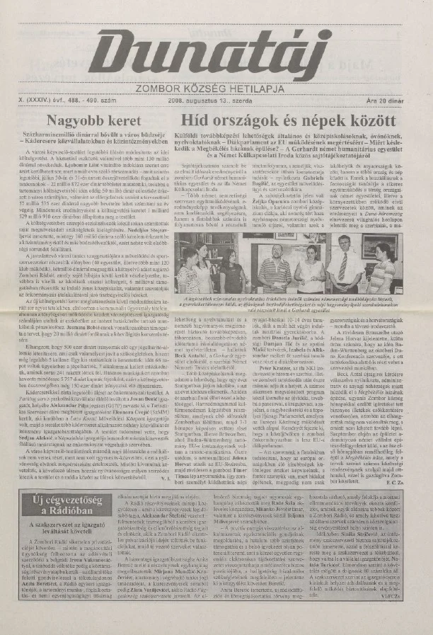 Dunatáj, 10. évf. 2008. augusztus 13. 488–490. sz.