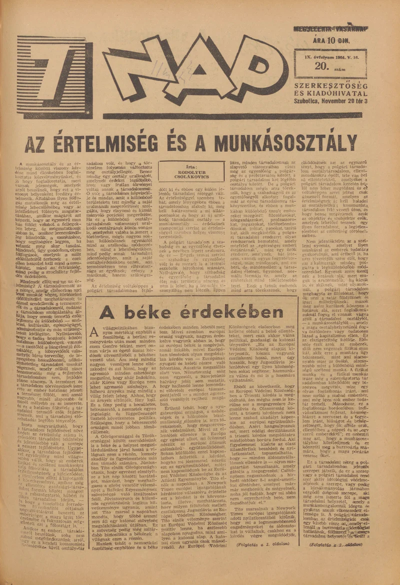 7 Nap, 9. évf. 1954. május 16. 20. sz. 1–16. oldal