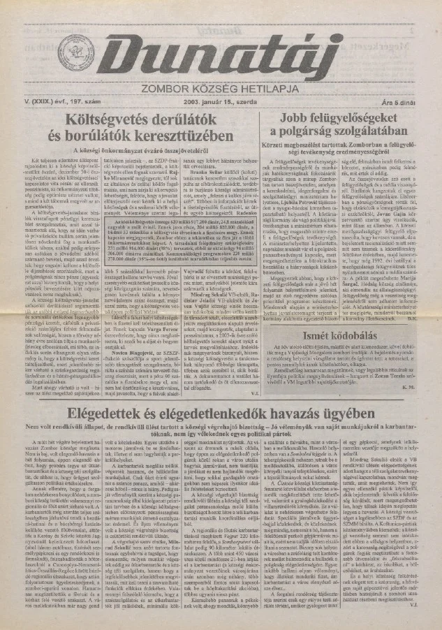 Dunatáj, 5. évf. 2003. január 15. 197. sz.