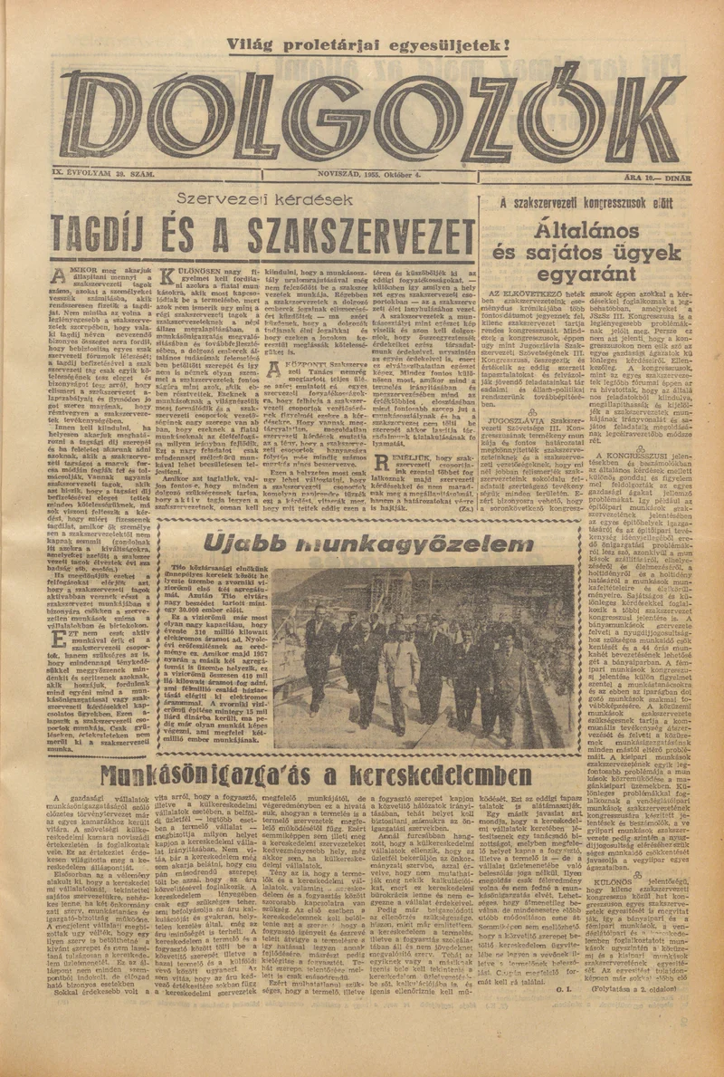 Dolgozók, 9. évf. 1955. október 4. 39. sz.