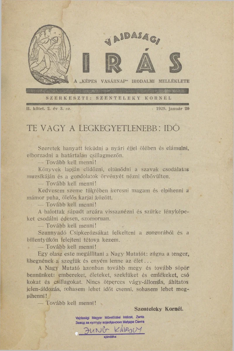 Vajdasági Írás, 2. évf. 1929. január 20. 3. sz. 65–96. oldal